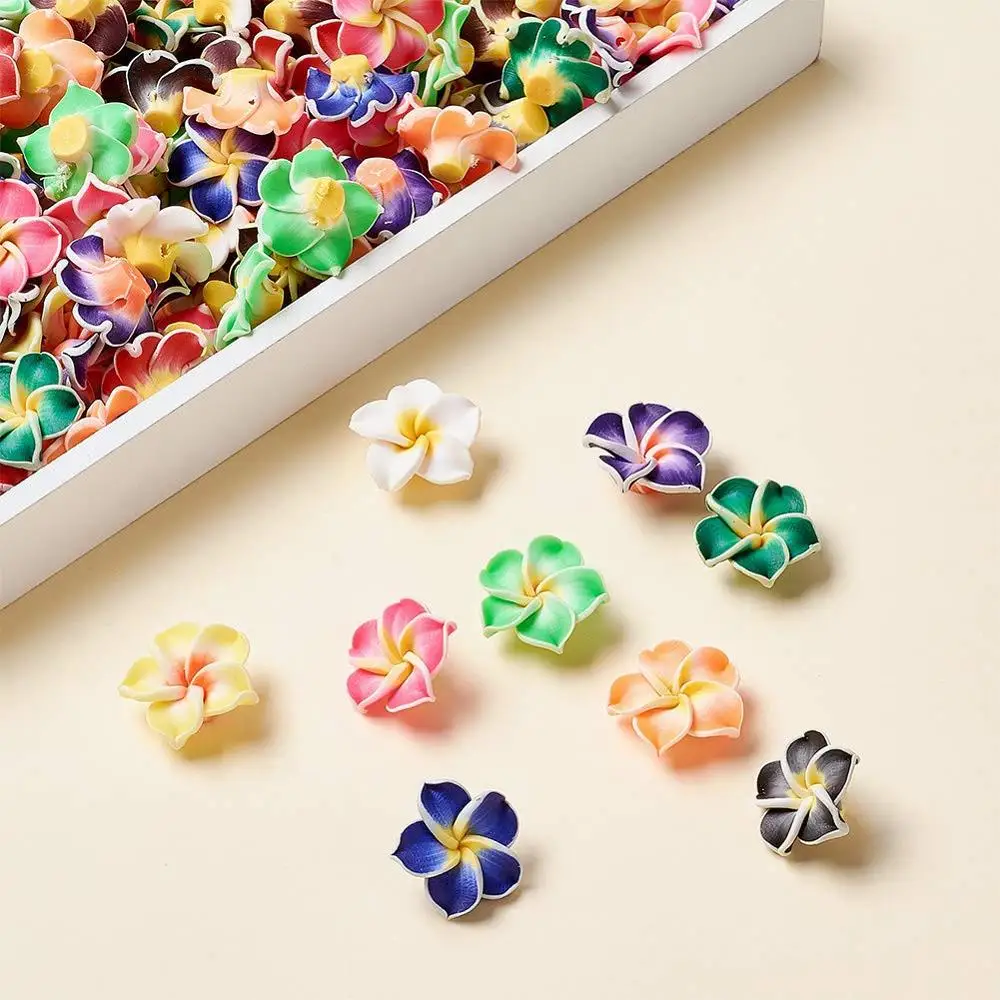 Handmade Polymer Clay Flower Plumeria Beads for Jewelry Making 12mm 15mm 20mm 30mm