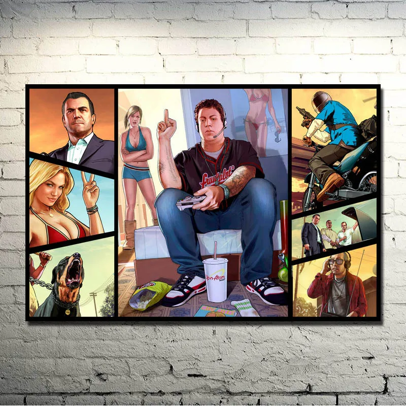 Grand Theft Auto V видеоигры GTA 5 художественная шелковая ткань плакат печать 13x20 32x48 дюймов настенные картины(нажмите, чтобы увидеть больше)-1 - Цвет: click