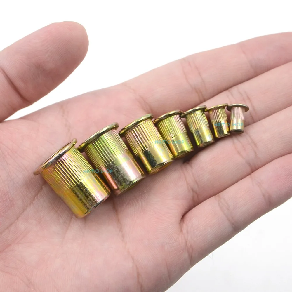 50pcs M6 Rivet Nut Flat Head Threaded Multi Blind Rivnut Insert Nutsert Steel
