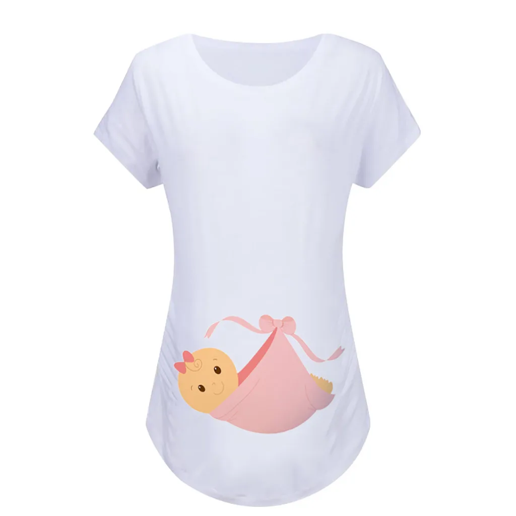 

MUQGEW new arrvial print Maternity clothes Short Sleeve Cartoon Print Tops T-shirt Pregnancy Clothes clothes for pregnant women