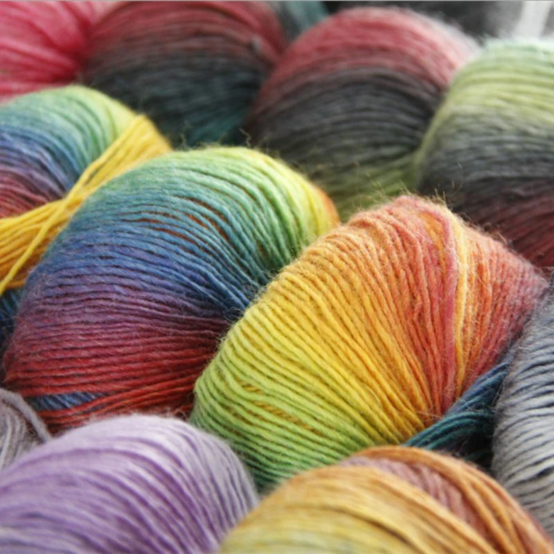 Buy 3 pieces*50g 100 Australian Wool Rainbow Yarn For