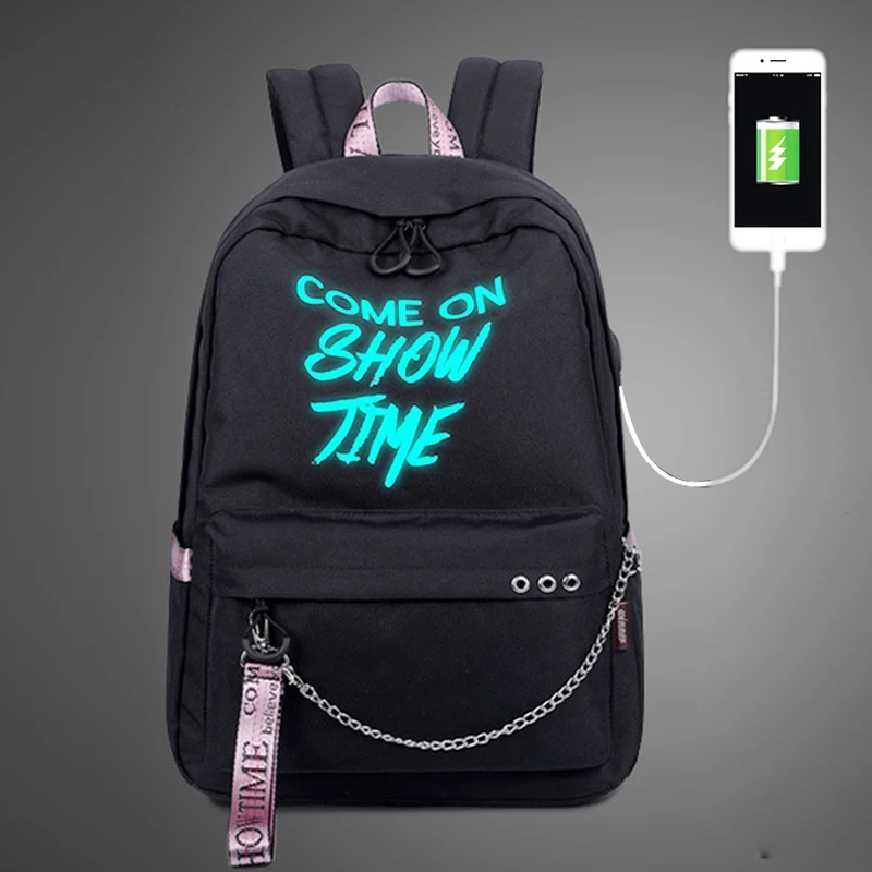 الفائز بارد ليلة مضيئة Usb شحن النساء على ظهره الرجال Bagpack 15.6 بوصة محمول الحقائب المدرسية للفتيات في سن المراهقة Mochila موهير