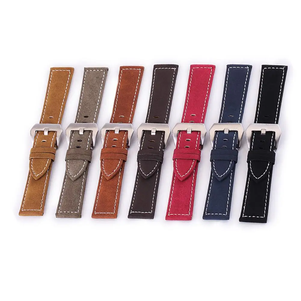 

New Fashion Brand Watch Strap Scrub Cattle Leather Watch Band High-grade Handmade Thick Line Original Clasp