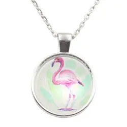 Новая коллекция Фламинго кран Стекло кабошон ювелирных изделий кабошон Стекло цепи Цепочки и ожерелья для Для женщин подарок для девочек