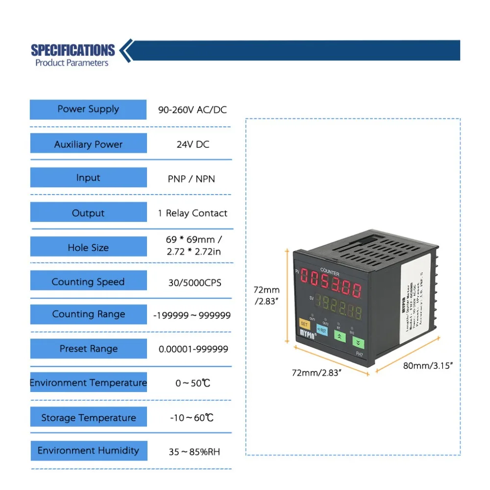 FH7-6CRNB 90-260 В AC/DC 6 цифровой счетчик многофункциональная Длина счетчик интеллектуальная машина часы длина метр