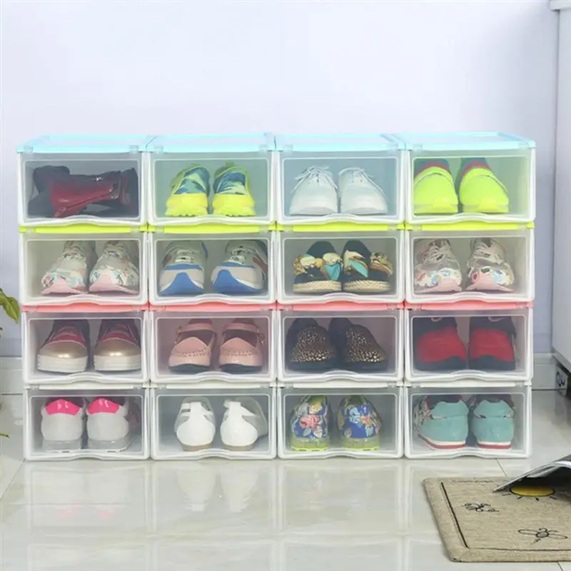 6PCS Convenient Safe Pratical Shoe Box Drawer Shoe Boxes Foldable Case Storage Box