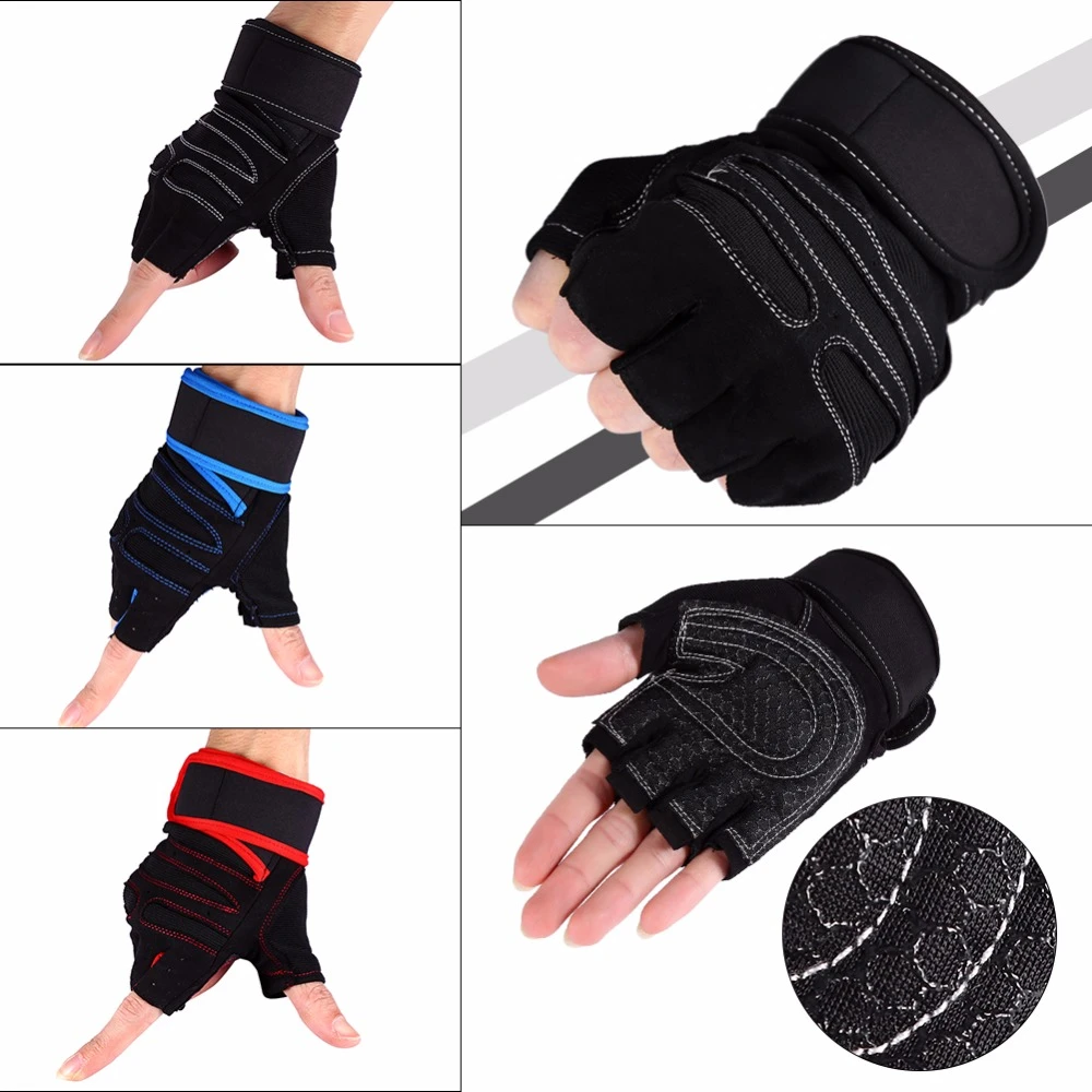 Details about / Sport Non-Slip Gloves Weight Lifting Fitness Gym Training Half Finger Black