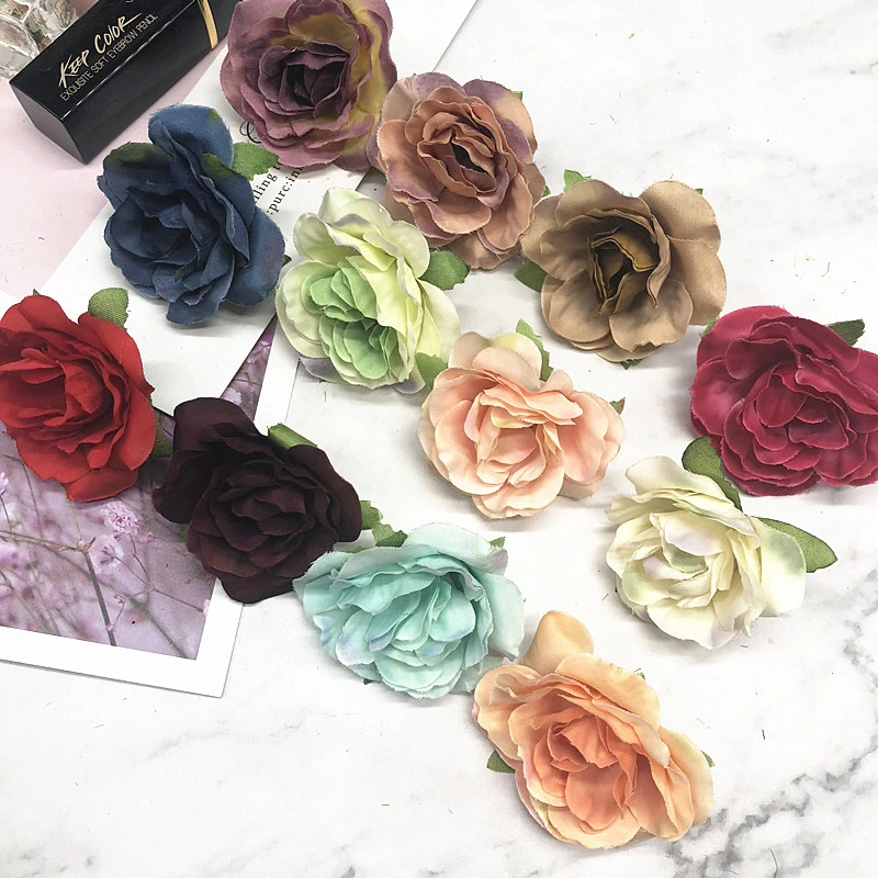 10Pcs Simulation Fake Rose Heads Silk Flower Party Wedding Home Decor DIY Craft