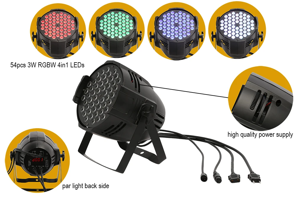 Imrex 8 шт. большой источник питания 54x3 Вт RGBW 4в1 светодиодный светильник с F светильник чехол посылка высокая яркость DMX 64 вечерние светильник для сцены
