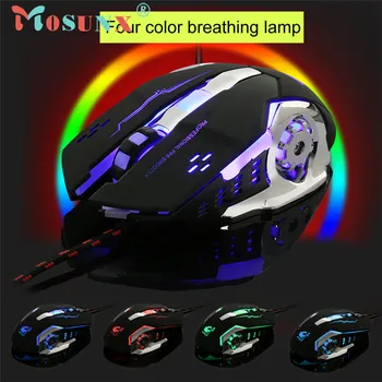 

Mosunx Advanced Wired LED Light 4000DPI gaming mouse Optical Usb Ergonomic Pro Gamer Gaming Mouse Metal Plate 2018 hot sale 1PC
