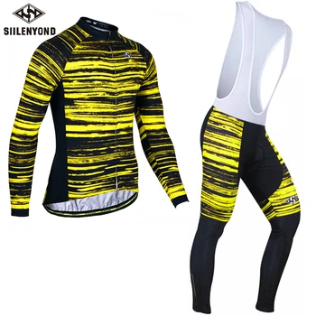 

SIILENYOND Winter Thermal Cycling Clothing Set Bike Clothing Bicycle Wear Kit Suit Long Sleeve bib pants Cycling Jersey suits