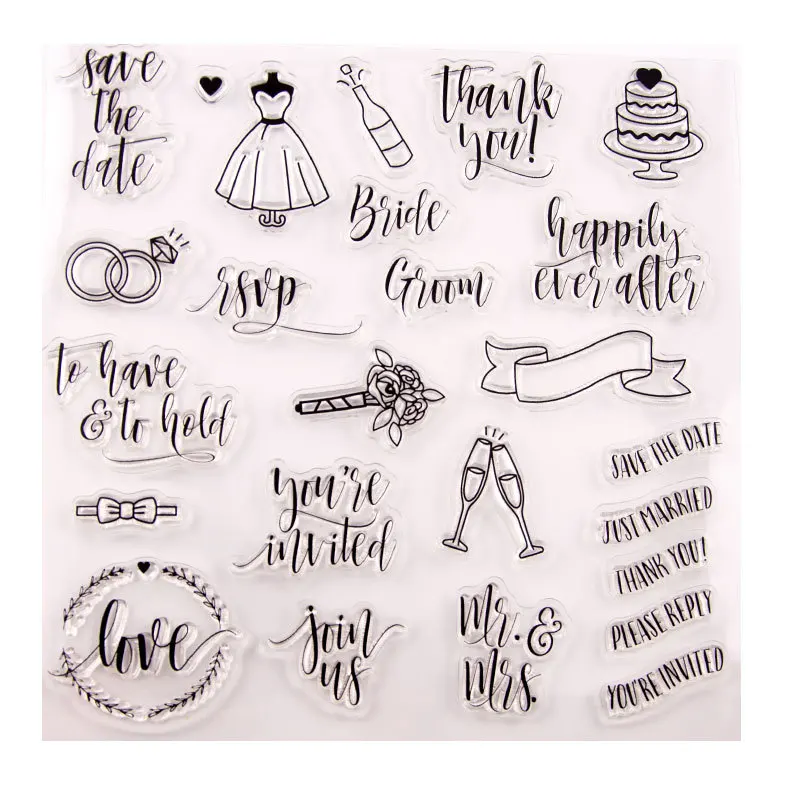 

Wedding invitation married transparent Rubber Clear Stamp Scrapbook/Photo Album DIY Card Making Clear Stamps