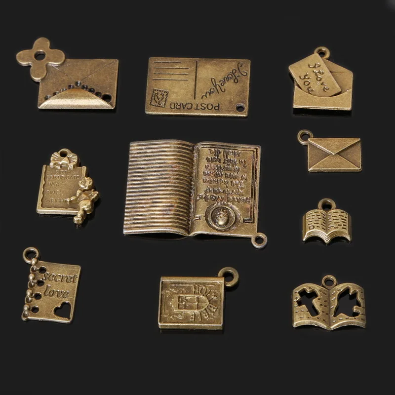 

New 67pcs Antique Bronze Plated Charms Pendant Set Zinc Alloy Book Charm Jewelry Findings For DIY Vintage Choker Necklace Crafts