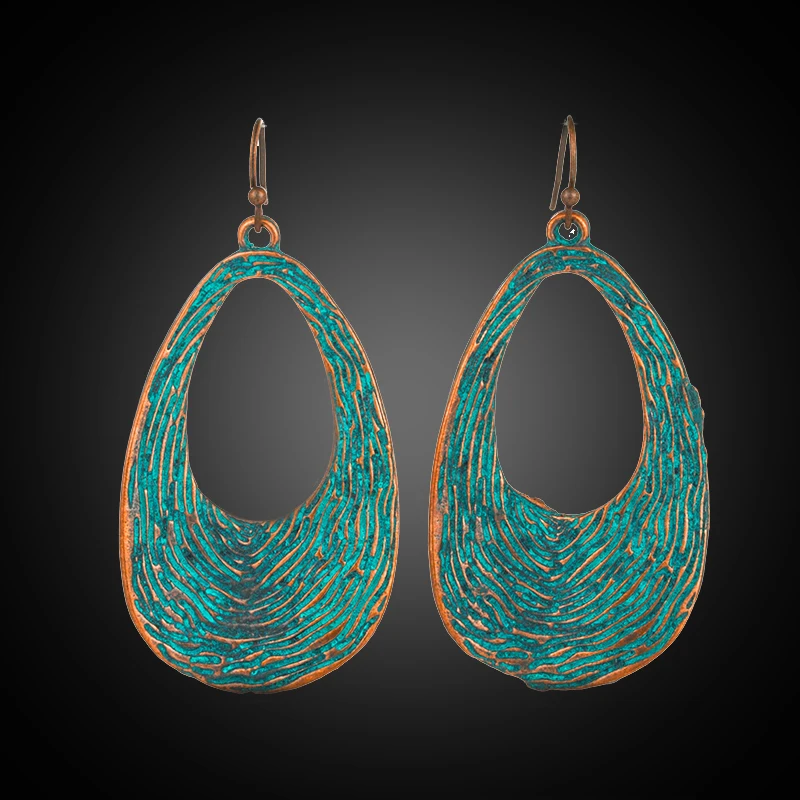 

Antique Copper Bronze Water Drip Hollow Dangle Hanging Drop Earrings for Women 2018 New Fashion Women Ear Jewelry Accessories