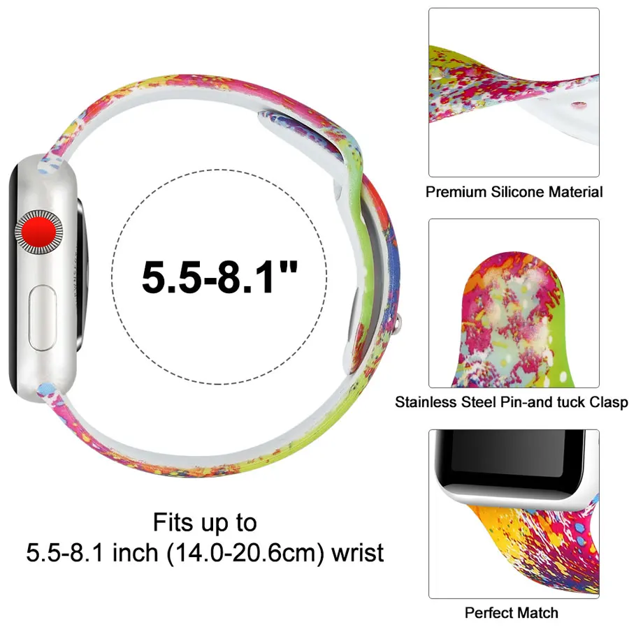 Ремешок apple watch band correa apple watch 4 3 38 мм 42 мм iwatch band 44 мм 40 мм спортивный силиконовый браслет ремень reloj аксессуары ремешок для apple watch 4 3