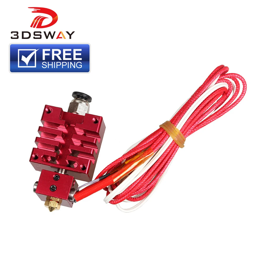 

3DSWAY Improved Version E3D All metal Hotend Kit with Thermistor and Heater Red Color 0.4mm/1.75mm Single Nozzle for 3D Printer