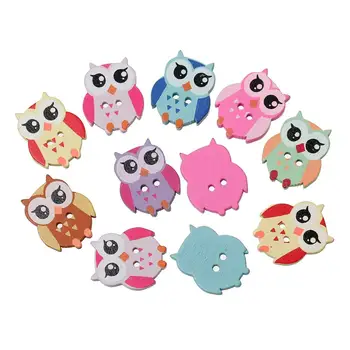 

DoreenBeads Wood Sewing Button Scrapbooking Garment Clothes DIY Decor Owl Mixed Two Holes 21mm(7/8")x 17mm(5/8"),8 PCs
