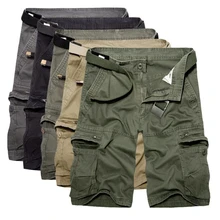 Одноцветное Для мужчин s военные брюки-карго Для мужчин модные джинсы высокое Качественный хлопок свободные брюки для офиса по колено с карманами Повседневное брюки