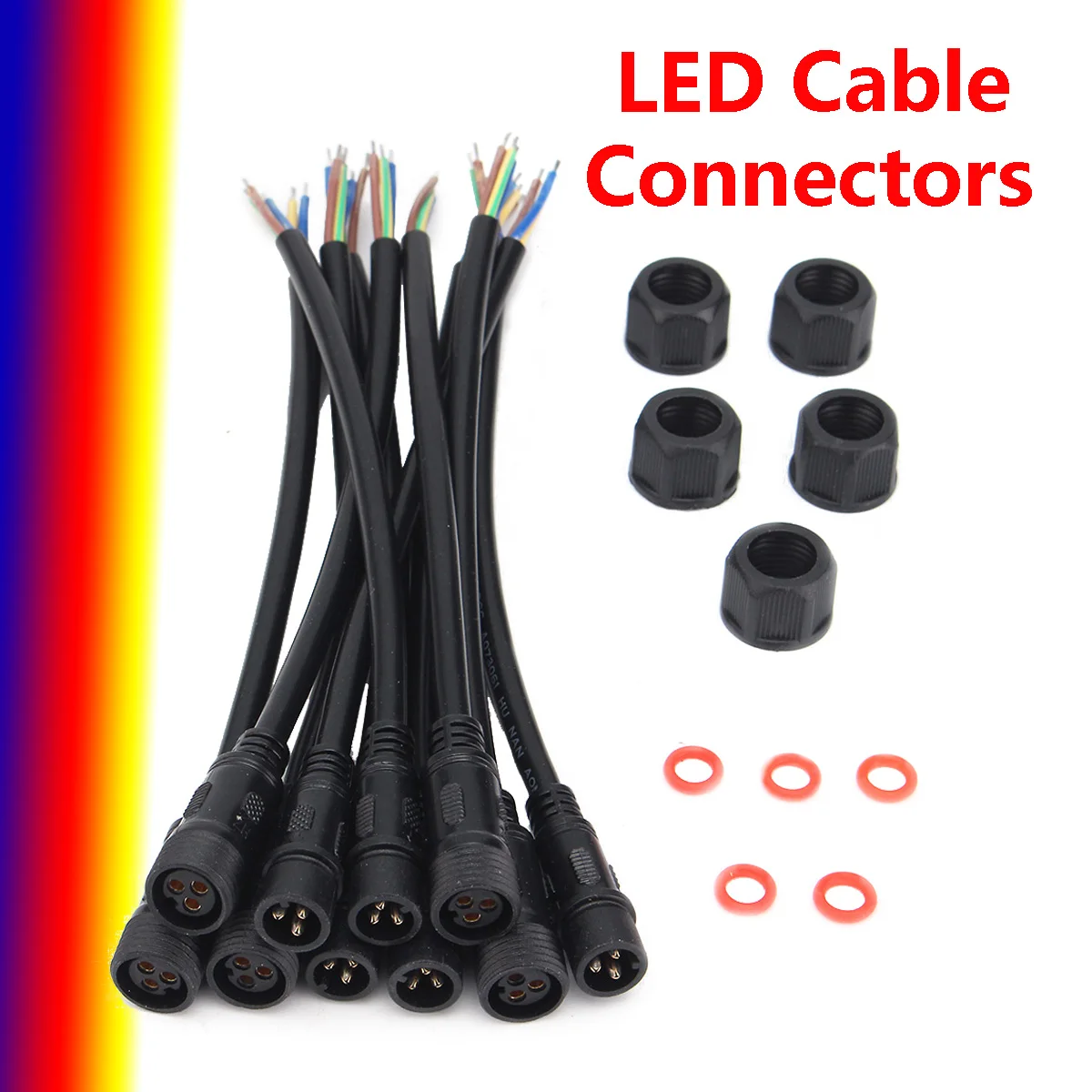 5 pairs 3 Pin connector Male to Female Waterproof Cable IP65 3pin Led