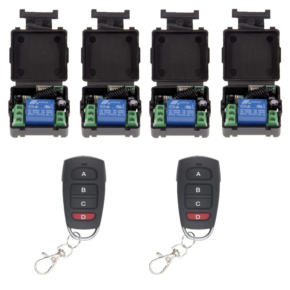 

Mini Size DC 12V 1CH 1CH 10A RF Wireless Remote Control Switch System For Garage Door / Window / Light, Receiver+ Transmitter