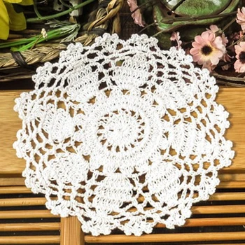 

5pcs/Pack Vintage Diy Handmade 15cm Round Table Mat Crochet Coasters Zakka Doilies Cup Pad Props
