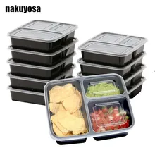 10 шт контейнеры для еды 3 отсека для хранения продуктов многоразовые контейнеры для дома/фитнеса приготовления еды