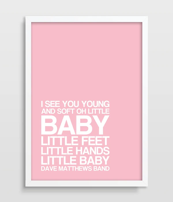Dave Matthews Band Print Nursery Decor Nursery Art Typographic Print Baby Shower DMB Wedding Birthday Graduation Gift Kids Wall Art