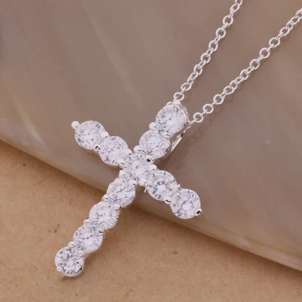 AN296 Hot silver color Necklace fashion jewelry pendant ablaze cross Factory wholesales high quality gifts