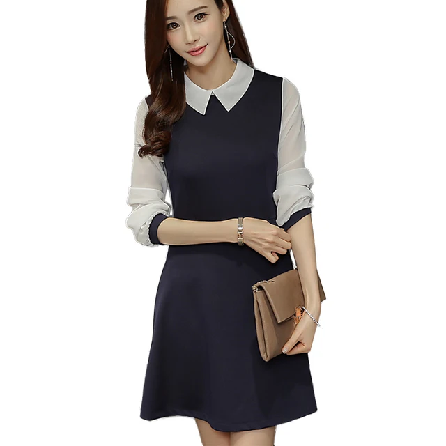 Black Blue Office Dresses Women New Arrivals Fashion Long Sleeve Black Blue Office Dresses Women New Arrivals Fashion Long Sleeve Elegant Dress Las Casual Work