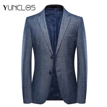 YUNCLOS, Новое поступление, Мужской Блейзер, пиджак, формальный, Деловой, блейзер для мужчин, однотонный, 2 пуговицы, джентльмен, верхняя одежда, мужской пиджак