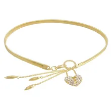 TFGS 10 x Women s Lobster Clasp Heart Shape Rhinestone Stretchy Waist Chain