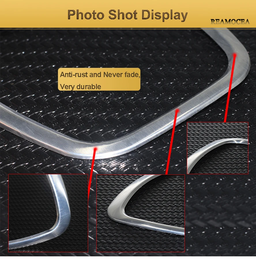 Reamocea Car Styling Aluminum Alloy Auto Steering Wheel Sticker Emblem Trim Frame Decal For Audi A3 A4L A6L Q3 Q5 (4)