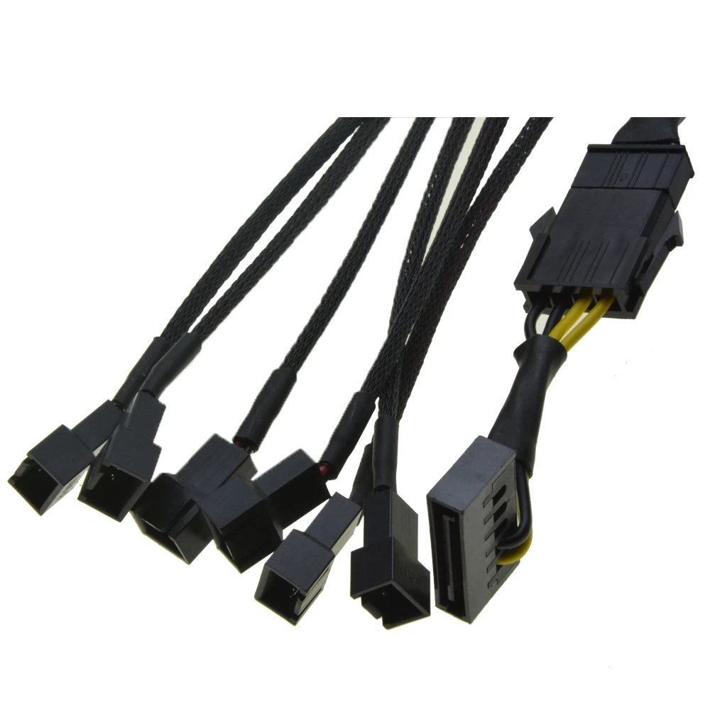12ボルト15pin Sata 1に6ウェイ3ピンファンpwm電源ケーブルyスプリッタクーラー用のpci Expressグラフィックスカードポートシャーシ22awg 3pin Fan Cable Ysata 15pin Aliexpress