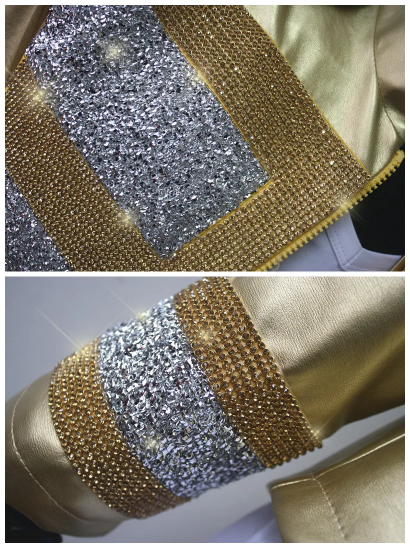 Custom Made New MJ Professional Cosplay MICHAEL JACKSON Costume Slave To The Rhythm Jacket Gold Rhinestones Leather Coat Custom