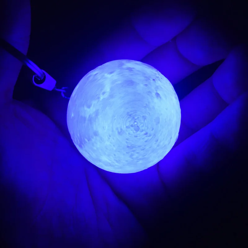 Mini 3D Print Moon Lamp 4cm LED Night Lights Novelty Moon Lamps Keychain Button Battery Powered Key Holder Bag Pendant Baby Gift (14)