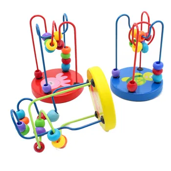 

Children Wooden Montessori Materials Learning Circles Bead Wire Maze Roller Coaster Match Early Education Teaching Math Toys