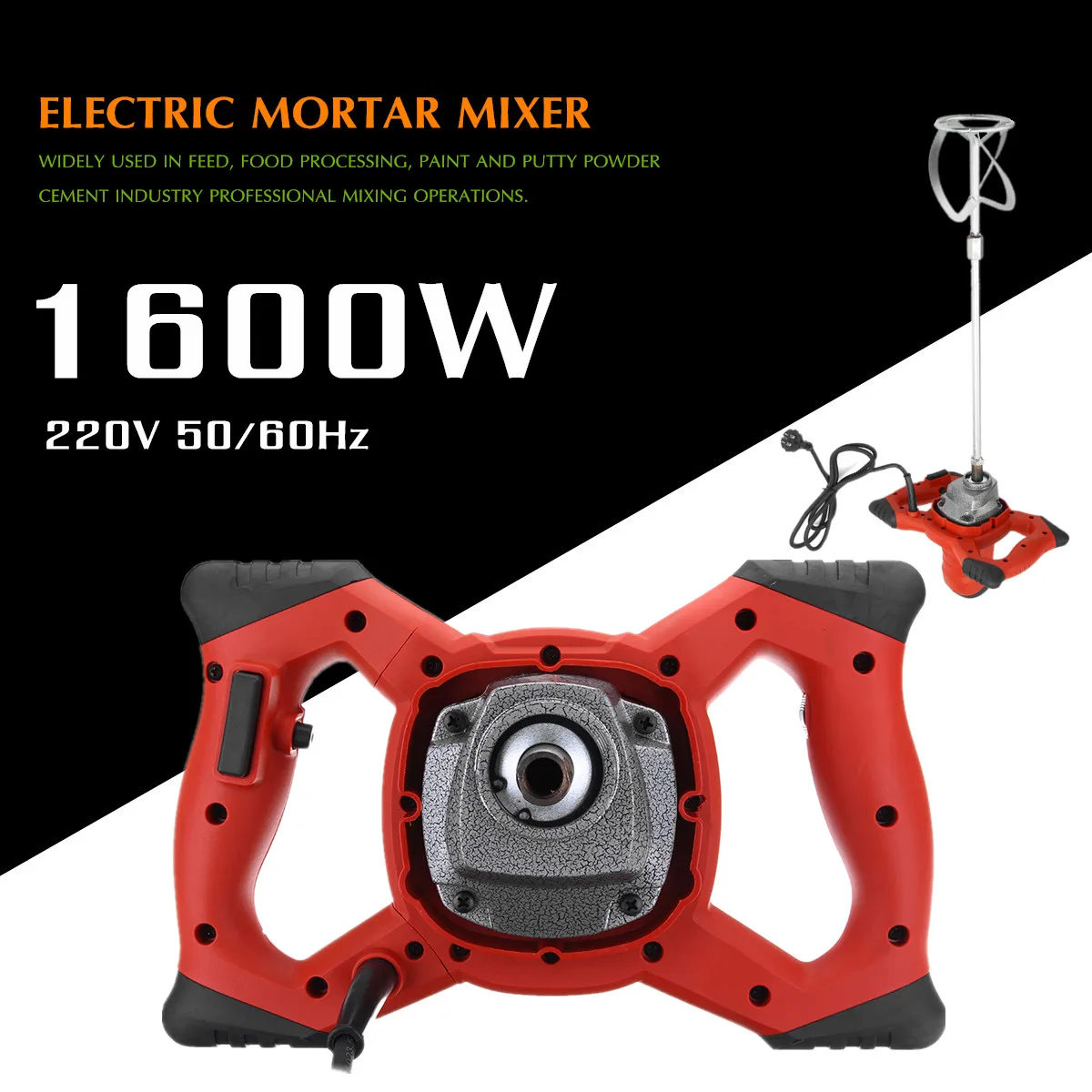 

Doersupp 1500W High Temperature Voltage 220V 50/60Hz Mortar Mixer Kit Fast Heat Dissipation 6 Level Speed Diameter 16mm 930r/min