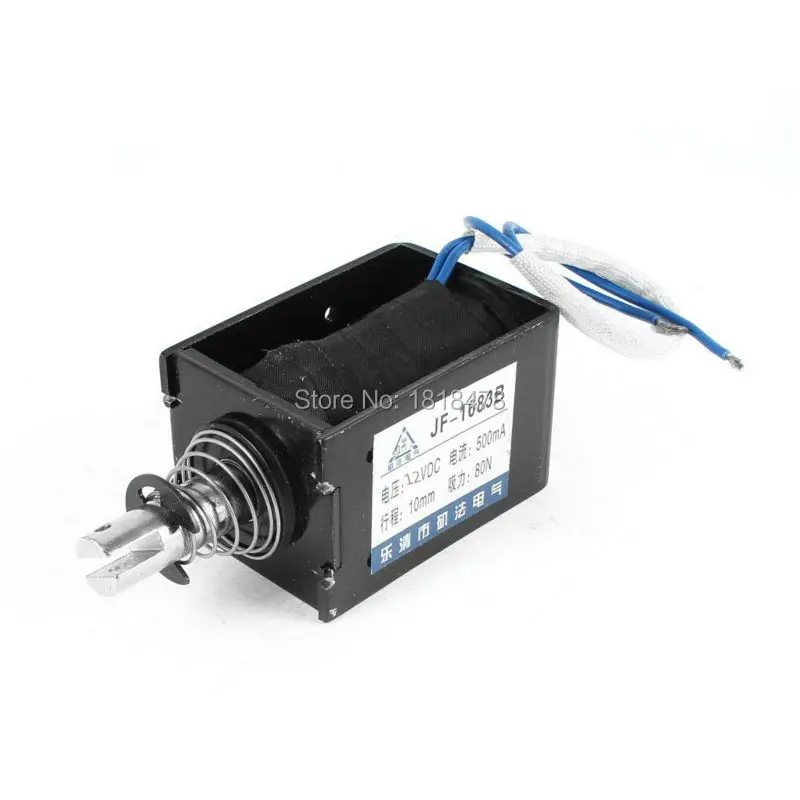 

JF-1683B DC 12V 500mA Open Frame Solenoid Electromagnet w Spring Plunger