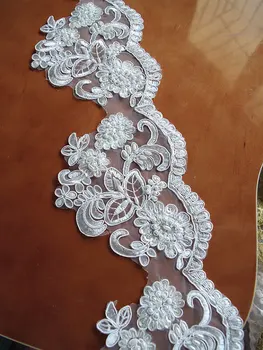 

ivory Alencon Lace Trim, beaded bridal laceCG058 CG048B 10yards