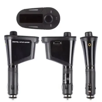 

Car Kit Music MP3 Player Wireless FM Transmitter Modulator USB SD MMC SlotCharge your USB device through the USB port