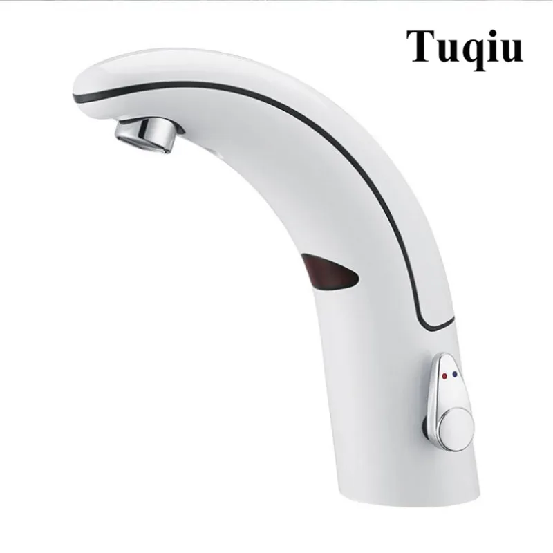 ABS hot and cold  bathroom sense faucet fashion basin faucet sink tap white color easy install