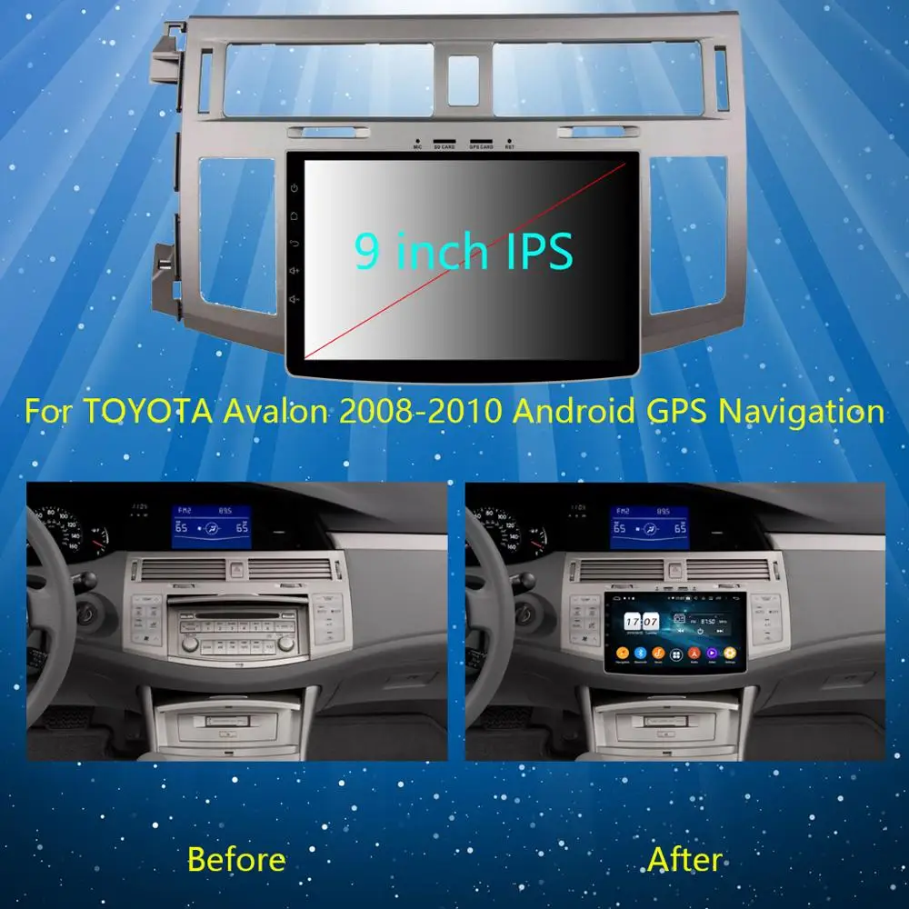 Excellent 9" IPS 8Core Android 9.0 4G+64G Car Radio GPS Multimedia Player For Toyota Avalon 2006 2007 2008 2009 2010 DSP CarPlay Parrot BT 2