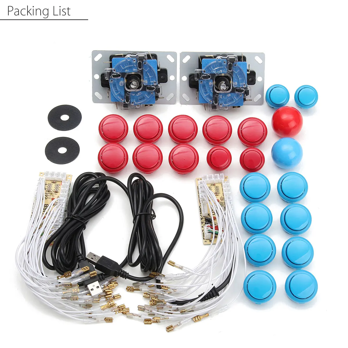 Аркадный джойстик DIY светодиодный USB энкодер+ ДЖОЙСТИК+ блестящие кнопки+ кабели для аркадной игры для MAME для Raspberry Pi AC60