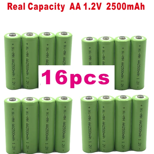 Lanzhd 2500mAh AA Аккумуляторная батарея 2A NiMH батарея 1,2 V перезаряжаемые батареи для дистанционного управления игрушечной камеры(4 шт-40 шт - Цвет: 16 PCS