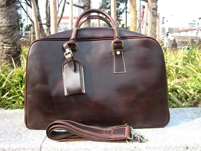 womens leather duffle