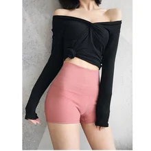 Спортивные узкая с завышенной талией кожи персик бедра летние женские шорты бедра спортивные шорты бег горячие шорты