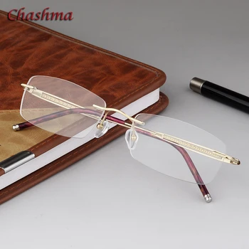 

Chashma Rimless Glasses Titanium Frame Luxurious Eyewear Female Designer Gold Eyeglass Glasses Frame Purple Eyewear for Women