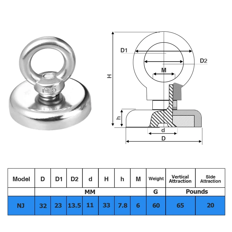 Новые магнитные крючки 1,26 дюймов D x 1,38 дюймов H мощный для высоких нагрузок сильный неодимовый магнит крючки с окуляром, постоянный, редкие