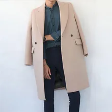 Осеннее шерстяное длинное пальто для мужчин, новинка, повседневный уплотненный Тренч, свободный, тепловой, на одной пуговице, ветровка, шерстяное пальто для мужчин, пальто для мужчин A4085
