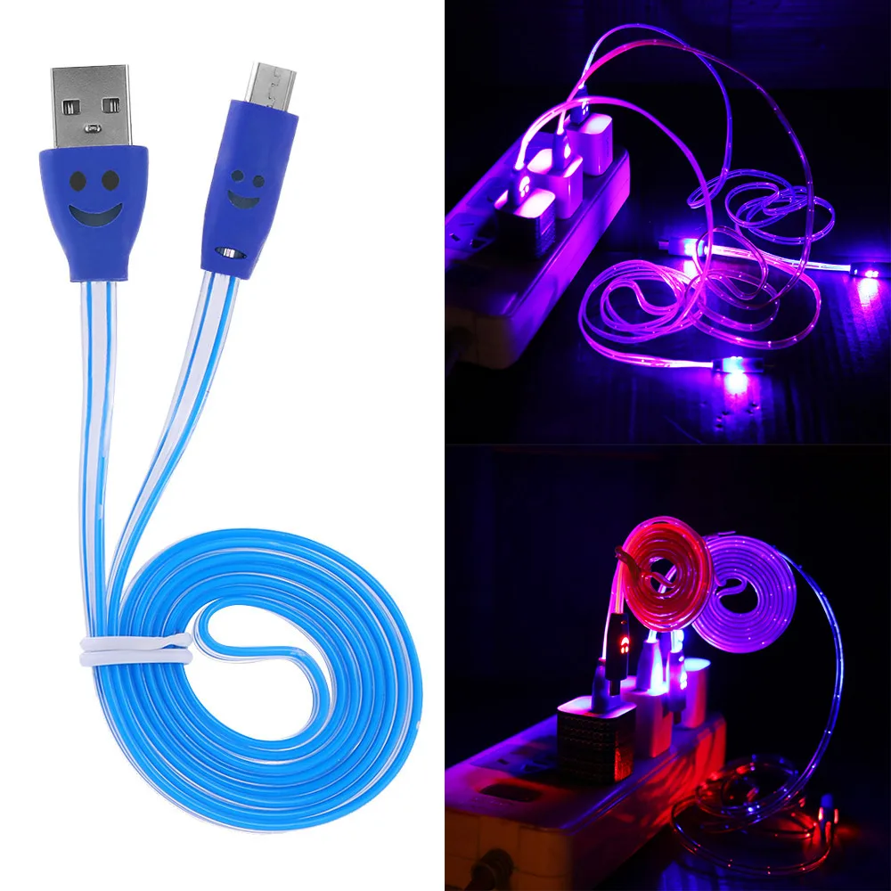 

New USB Data Charger Cable Charging Cord for Android Phone Adapter Light-up LED Micro-USB Interface Luminous Visible Current